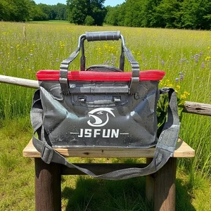 JSFUN Impermeable Bolsa de Aparejos de Pesca Mochila Almacenamiento Seco Tapa Enrollable Roja Negra... - Imagen 1 de 8