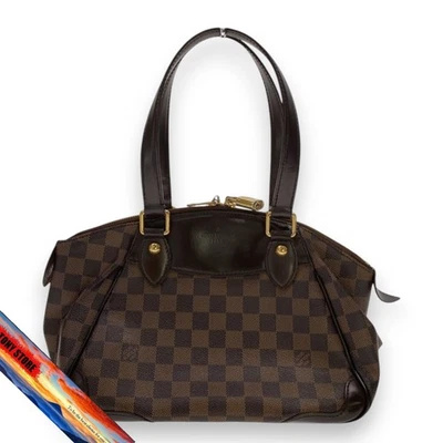 Borsa Louis Vuitton Verona PM Damier Ebene PVC marrone borsa di design - Immagine 1 di 4