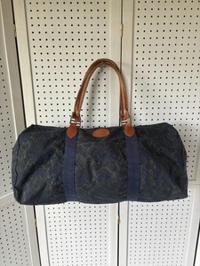 Vintage Gap Canvas Seesack Weekender Tasche blau grün Boho Paisley mit Lederriemen - Bild 1 von 11