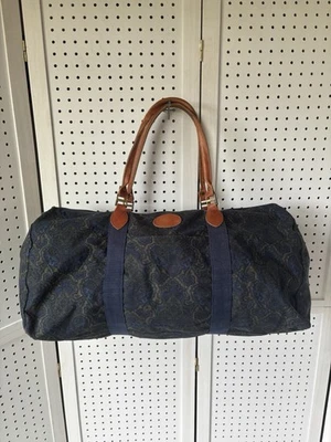 Bolso de fin de semana de lona Gap de colección azul verde BOHO cachemira con correas de cuero Foto 1 de 4