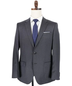 HUGO BOSS Hayes_Cyl Suit Size 36S Guabello 120's Wool Charocal Gray Flat Front - Picture 1 of 14