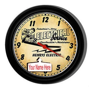 Personalized Electrical Electrician Tools Vintage  Retro Art Sign Wall Clock - Picture 1 of 1