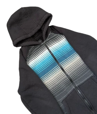 Vintage Grunge Skater Striped Sweatshirt y2k Mallgoth Full Zip Hoodie Men's S - Image 1 of 4