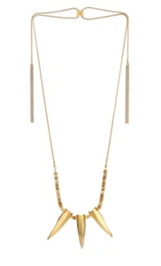 $68 Vince Camuto Beaded Spike Tassel Slider Gold-Tone Necklace NEW - Picture 1 of 13