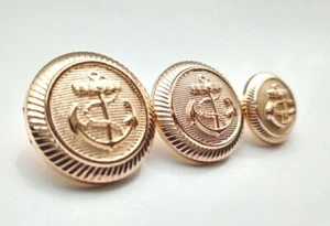 Paquete de 10 uniformes militares de color dorado metal coser ancla en vástago 15, 20, 22 mm - Imagen 1 de 7