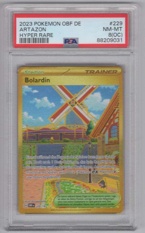 2023 POKEMON GERMAN OBSIDIAN FLAMES ARTAZON HYPER RARE #229 PSA 8 - Image 1 of 1