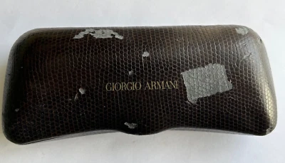 vtg Giorgio Armani GLASSES CASE leather Italy sunglasses frame hard retro box - Image 1 of 4