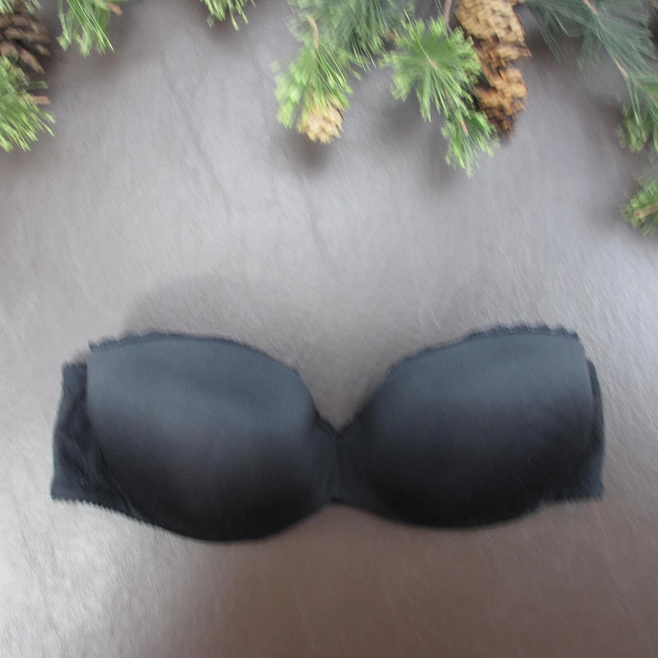 Sutiã Lily of France 34C preto sem alças acolchoado com aro ajustável fecho traseiro - Imagem 1 de 4