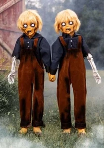 SPOOKY & CREEPY ANIMATRONIC 4' TWIN LIVING DEAD SCHOOL BOYS HALLOWEEN PROP NEW! - Picture 1 of 6