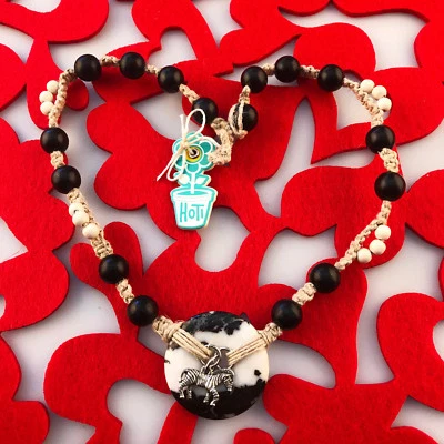 HOTI Cáñamo Hecho a Mano Natural Cebra Jaspe Donut Piedra Curativa Negro Blanco Collar Foto 1 de 4