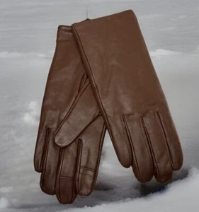 New Women’s S/M 3M Gloves Thinsulate 40g Brown Leather Tech Touch - Picture 1 of 7