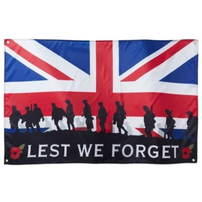 Large 5x3ft LEST WE FORGET Flag, Rememberance Day Flag, Armistice Day Flag - Image 1 of 4