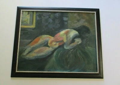 PINTURA AL ÓLEO DE ROBERT ROGAN MEDIADOS DE SIGLO Mujer EXPRESIONISMO ABSTRACTO LISTADO RARO Foto 1 de 4