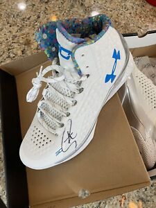 Stephen Curry Autographed UA Curry 1’s Birthday Cake Glow In Dark Size 14