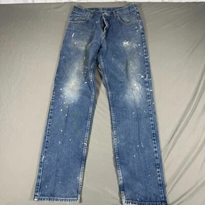 Wrangler Jeans Herren Größe 32x34 Blau Denim Distressed Farbspritzer Gerades Bein - Bild 1 von 13