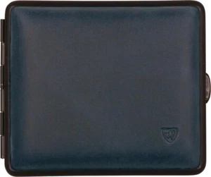 Estuche de cigarrillos terciopelo azul oscuro marco negro años 18 con banda elástica - Imagen 1 de 1