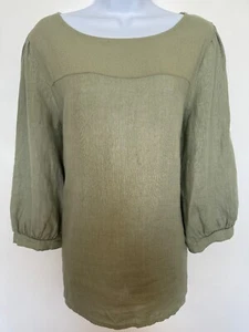 Bellambra Italien Damen M grün Leinen bluse Langarm Multi Media Tunika Top - Bild 1 von 9