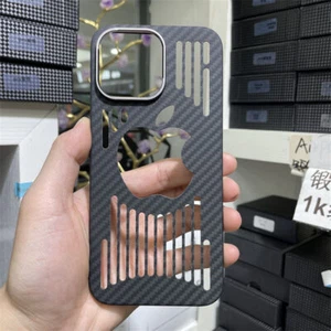 1 coque en fibre de carbone véritable pour Apple iPhone 16ProMax mate fine creuse logo cover - Photo 1 sur 11