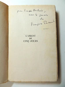 Envoi autographe Françoise Parturier à Françis Ambrière. L'amant de cinq jours - Picture 1 of 4