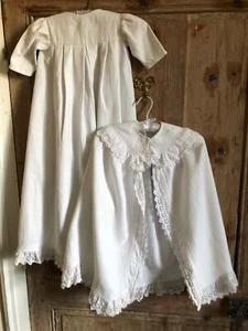 Beautiful Antique French Handmade Baby Christening Baptism Robes Dress Cape M/F - Picture 1 of 11