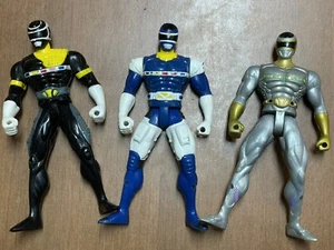 x3 Vintage 1997 Power Rangers In Space Battlized Figur Lot blau schwarz silber Bandai - Bild 1 von 13