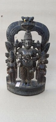 Antigua estatuilla de madera de palo de rosa hindú dios santo religioso Vishnu estatua NH6505 Foto 1 de 4