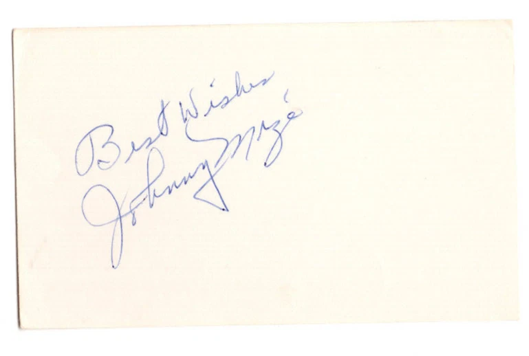 Johnny Mize Signed Index Card / Autographed MLB Baseball HOF Yankees - Image 1 of 1