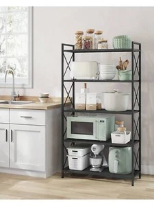 SONGMICS 5-Tier Metal Storage Rack, Shelving Unit With X Side Frames, Dense Mesh - Picture 1 of 7