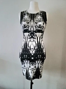 Embellished Black & White Monochrome Bodycon H&M Abstract Print Dress - Size XS - Picture 1 of 17