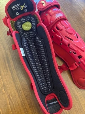 Rawlings Red Catchers Leg Guards Youth 9-12 New - Image 1 of 4