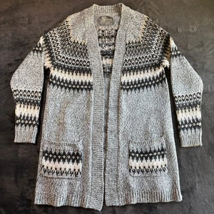Natural Reflections Fair Isle Cardigan Sweater Open Front Pockets Womens Size XL - Picture 1 of 7