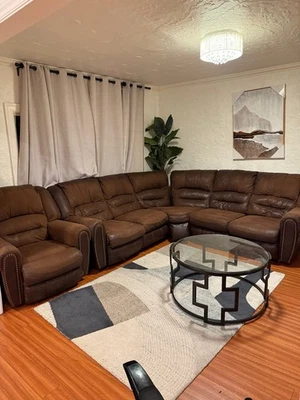 Brown Leather Sofas Living Room Furniture - Image 1 of 3