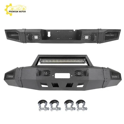 For 2010-2018 Dodge Ram 2500 3500 Front Rear Bumper w LED Lights D-rings Winch Foto 1 de 4
