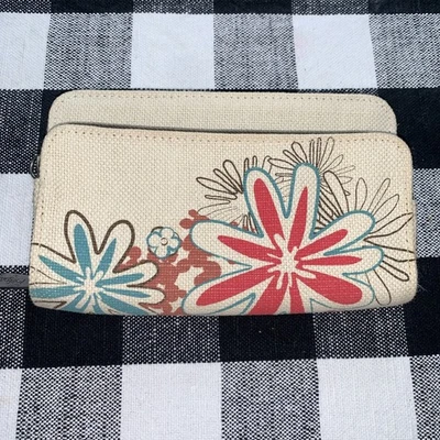 Cartera sin asas organizadora de lona floral Thirty One natural Daisy Craze Foto 1 de 4