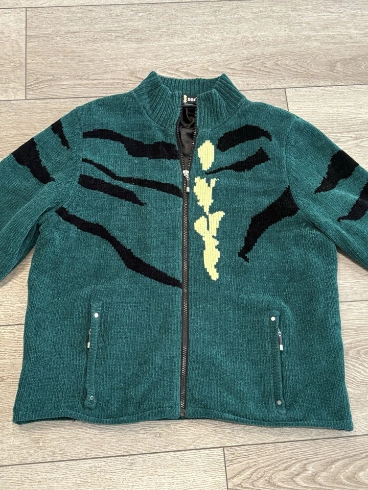 Suéter Jamie Sadock Mujer L Verde Cremallera Completa Grueso Tejido Forrado Golf Informal Foto 1 de 4
