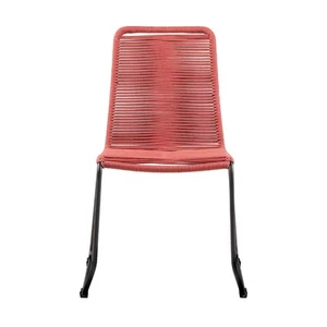 Set of Two 23" Red Metal Outdoor Dining Chair - Picture 1 of 7