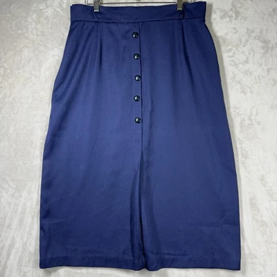 Falda De Colección Azul Marino Botón Frontal Hecha en Unión ILGWU Mujer 16/18 2XL Foto 1 de 4
