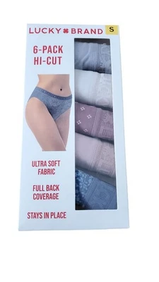 Paquete de 5 bragas suaves elásticas sin etiquetas con monograma de encaje Lucky Brand Sm Foto 1 de 4