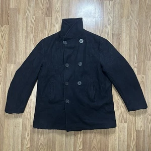 Chaqueta de chaquetón Boat Works "The Pea Coat" negra mezcla de lana para mujer mediana EE. UU. - Imagen 1 de 24