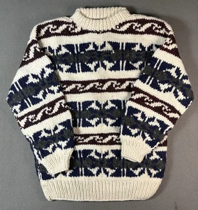 Suéter Artesanias Ishka Vintage Años 90 100% Lana Talla L Ecuador Azteca Fair Isle - Imagen 1 de 9