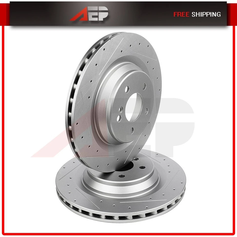 2 * Rear Drilled Disc Brake Rotors For Mercedes-Benz CL550 CL600 S600 2009-13 - Image 1 of 4