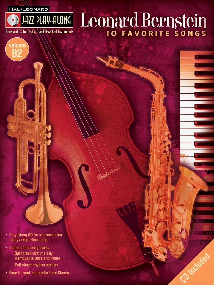 Leonard Bernstein Jazz Play-Along Vol 92 for Bb Eb C BC Sheet Music Song Book CD - Image 1 of 1