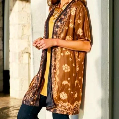 Мягкое окружение размер XL геометрический кимоно пыльник куртка w кисточки галстук - Изображение 1 из 4