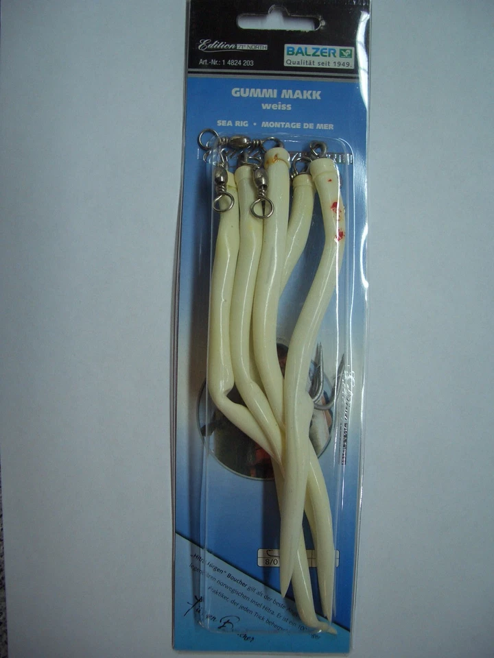Balzer Gummi Makk, Gr. 8/0 weiss, 5 Stück Meeresköder Köder  - Bild 1 von 1