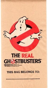 THE REAL GHOSTBUSTERS De colección 1986 Bolsa de Papel Almuerzo Palomitas de Maíz Casi Nuevo Sin Usar Carrusel - Imagen 1 de 3