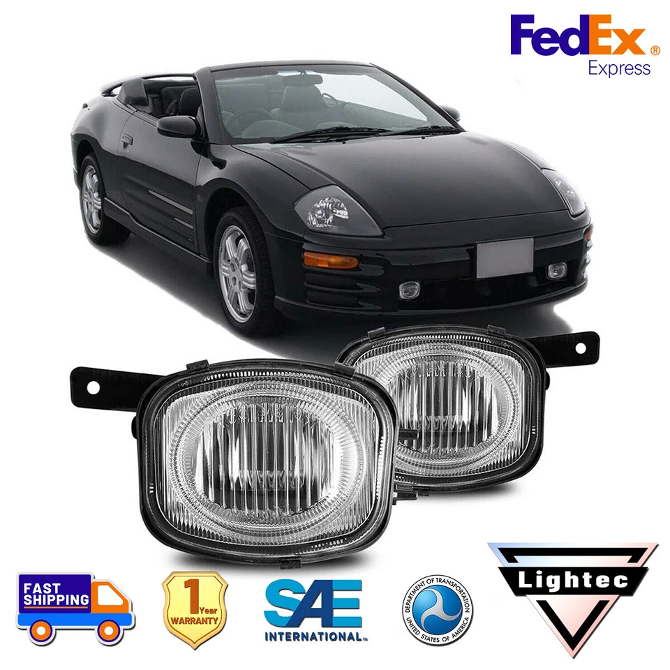 For 2000 2001 2002 Mitsubishi Eclipse Fog Lights Front Bumper Driving Lamp Clear - Image 1 of 4