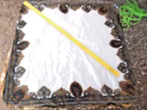 VTG NICE Silver Threads Gold Spun Rayon & Cotton METALLIC FRINGE TABLE CLOTH - Picture 1 of 5