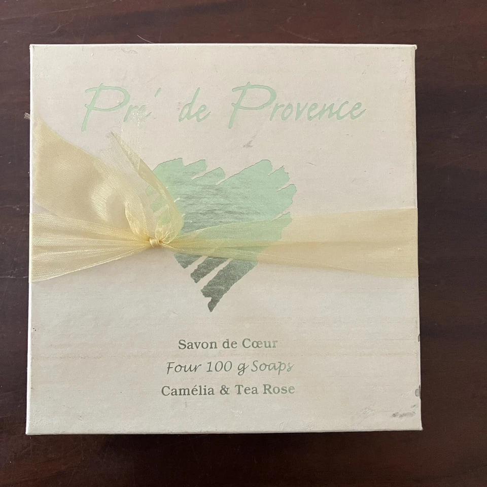 Vintage Pre De Provence Coeur Set Of 4 Soaps Camélia And Tea Rose 100 Gm Luxury - Image 1 of 4