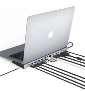 USB-C 13-in-1 Docking Station Triple Display USB-PD 2xHDMI 1xVGA 5xUSB, LAN - Picture 1 of 5