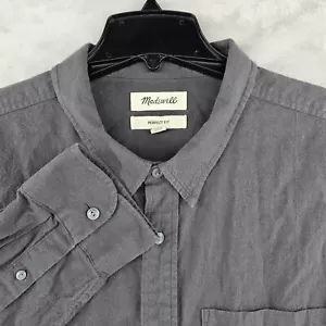 Madewell Shirt Men's 2XL crinkle cotton Perfect fit long sleeve gray pocket - Picture 1 of 6